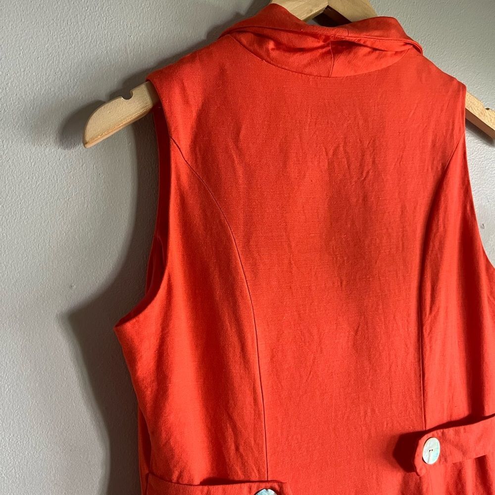 Vintage Coldwater Creek Orange Linen Blend Dress 8 Button Front Y2K Cottagecore - Picture 8 of 9